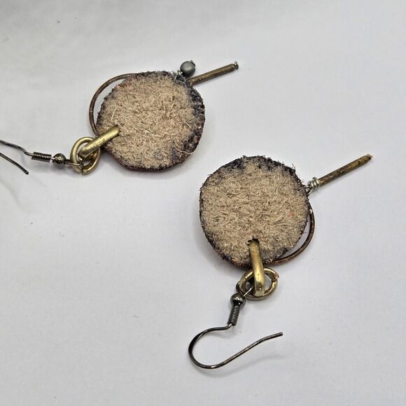 "5/$25" Handmade Turquoise Chip Leather Mixed Metal Dangle Earrings 925 Ear Wire - Picture 3 of 6